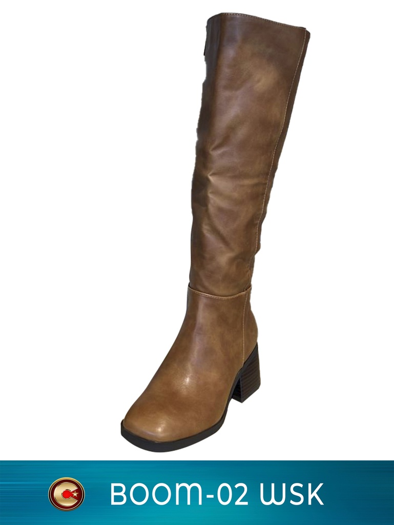 Botas Altas con Tacón Grueso Café Whisky para Mujer Boom-02