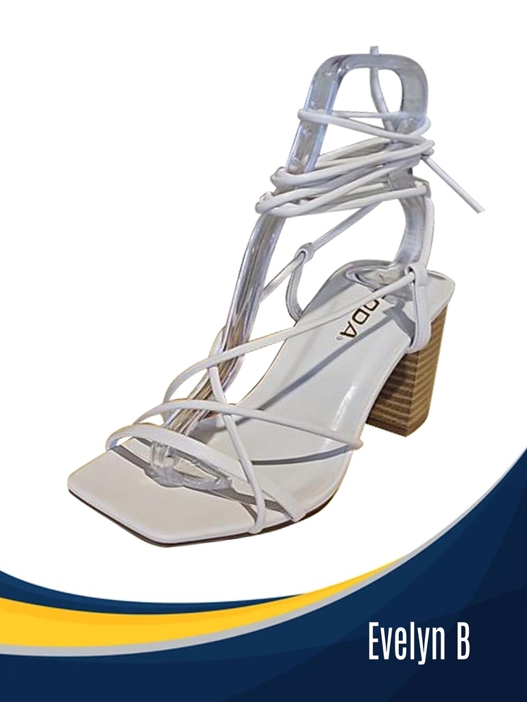 [316EVELYNB7] Women's Silver Block Heel Lace-Up Sandals Evelyn B (7)