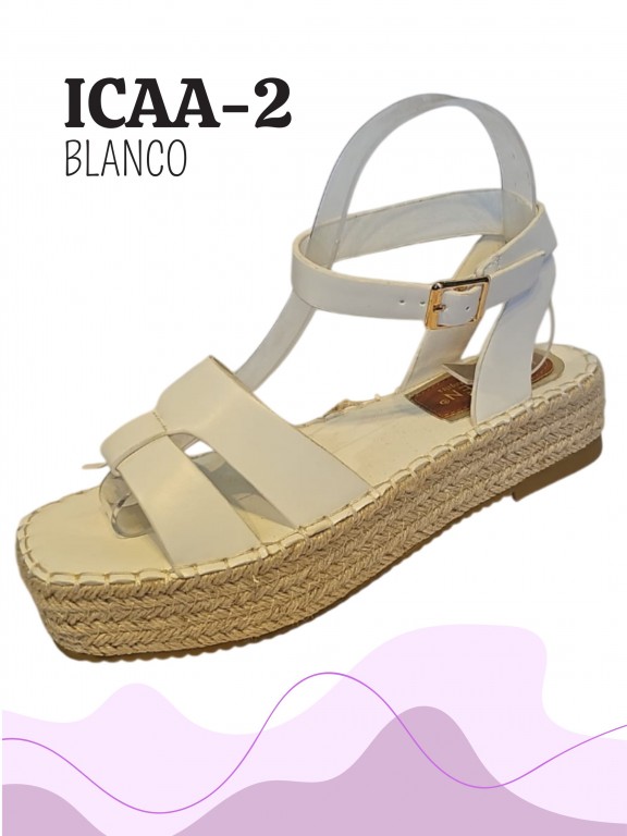 [316ICAA2B7] Sandalias Plataforma Espadrille de Tiras Blanco Crema para Mujer ICAA-2 (7)