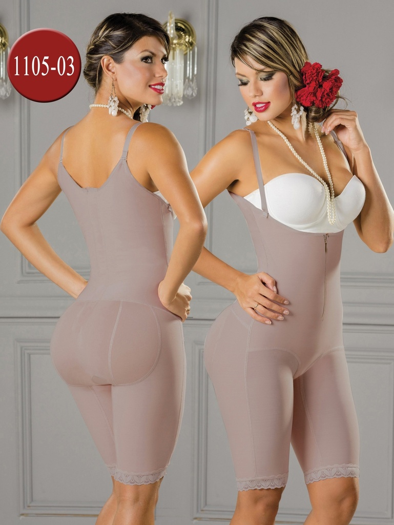 [2301105S03] Women's Mocha Capri Length Full Body Shaper Shapewear Body Shaper 1105-03