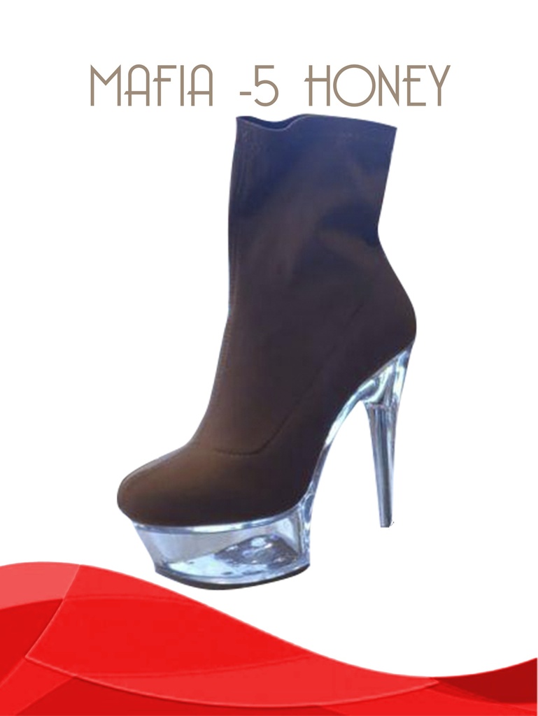 [316MAFIA5H7] Women's Honey Brown Clear Platform Sock Ankle Boots Mafia-5 (7)