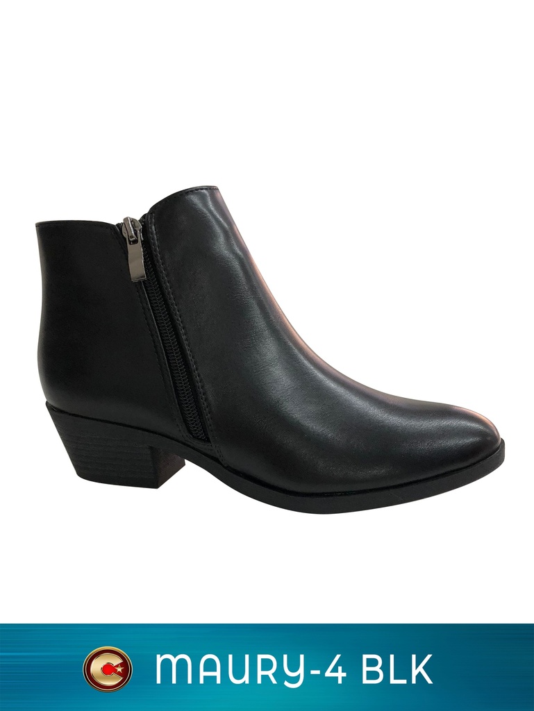 Botines Cierre Lateral y Tacón Grueso Negro para Mujer Maury-4 Black