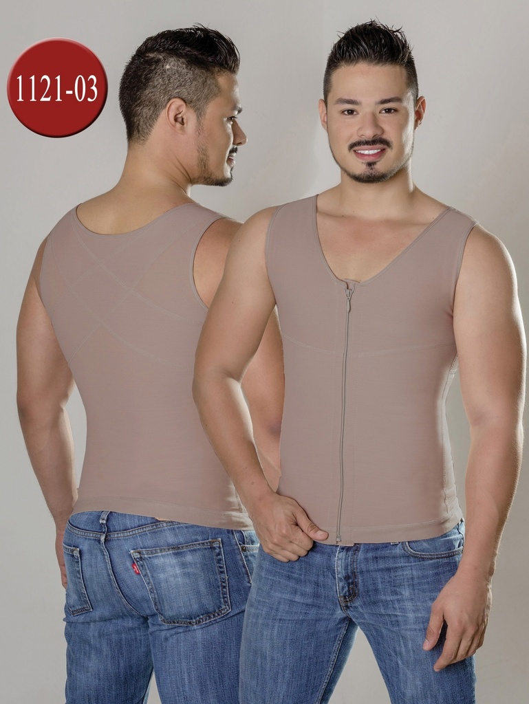 Chaleco Moldeador de Compresión Canela para Hombre con Cremallera Frontal – Ebony
