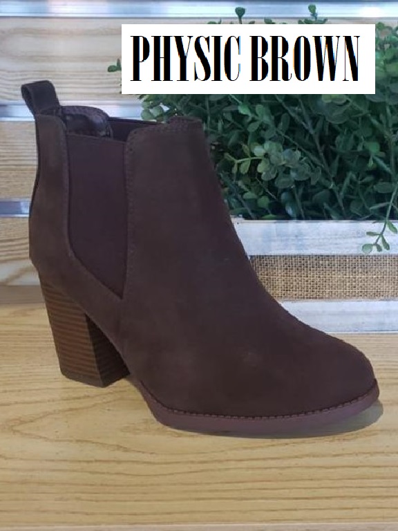 [316PHYSICB8] Women's Brown Suede Chelsea Block Heel Ankle Boots Physic Brown (8)