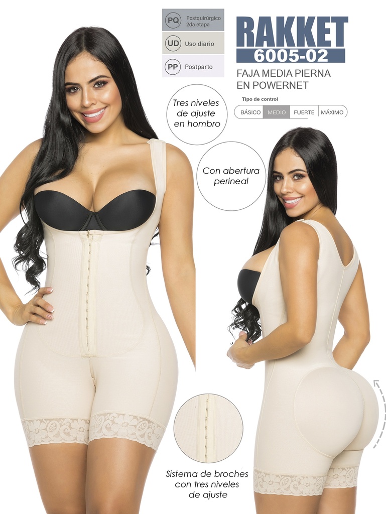 Faja Moldeadora Faja Cuerpo Completo Media Pierna Beige para Mujer 6005-02