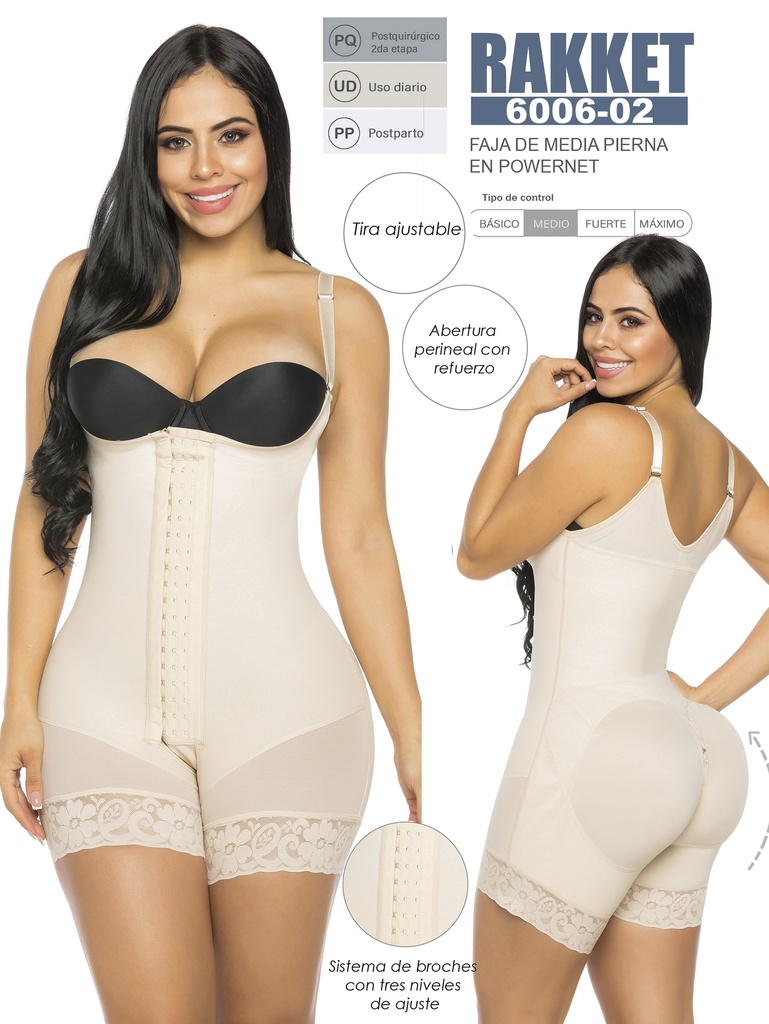 [3186006S02] Faja Moldeadora Faja Cuerpo Completo Media Pierna Beige para Mujer 6006-02 (S)