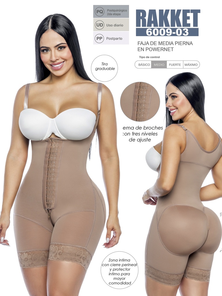 [3186009L03] Women's Mocha High Waist Shaper Shorts with Hooks Shapewear Body Shaper 6009-03 (L)
