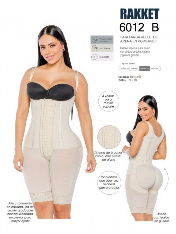 Faja Moldeadora Faja Postquirúrgica Cuerpo Completo Hasta la Rodilla Beige para Mujer 6012-B