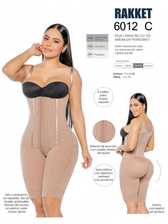 Women's Mocha Post-Surgical Knee Length Full Body Shaper Shapewear Body Shaper 6012-C
