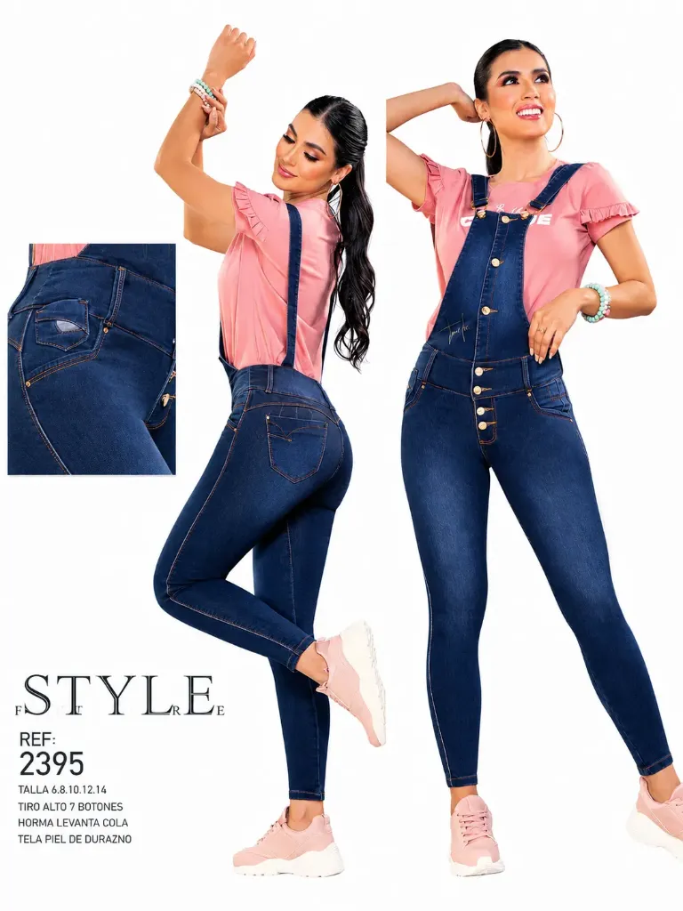 Women's Dark Navy Denim Overall Jeans 2375