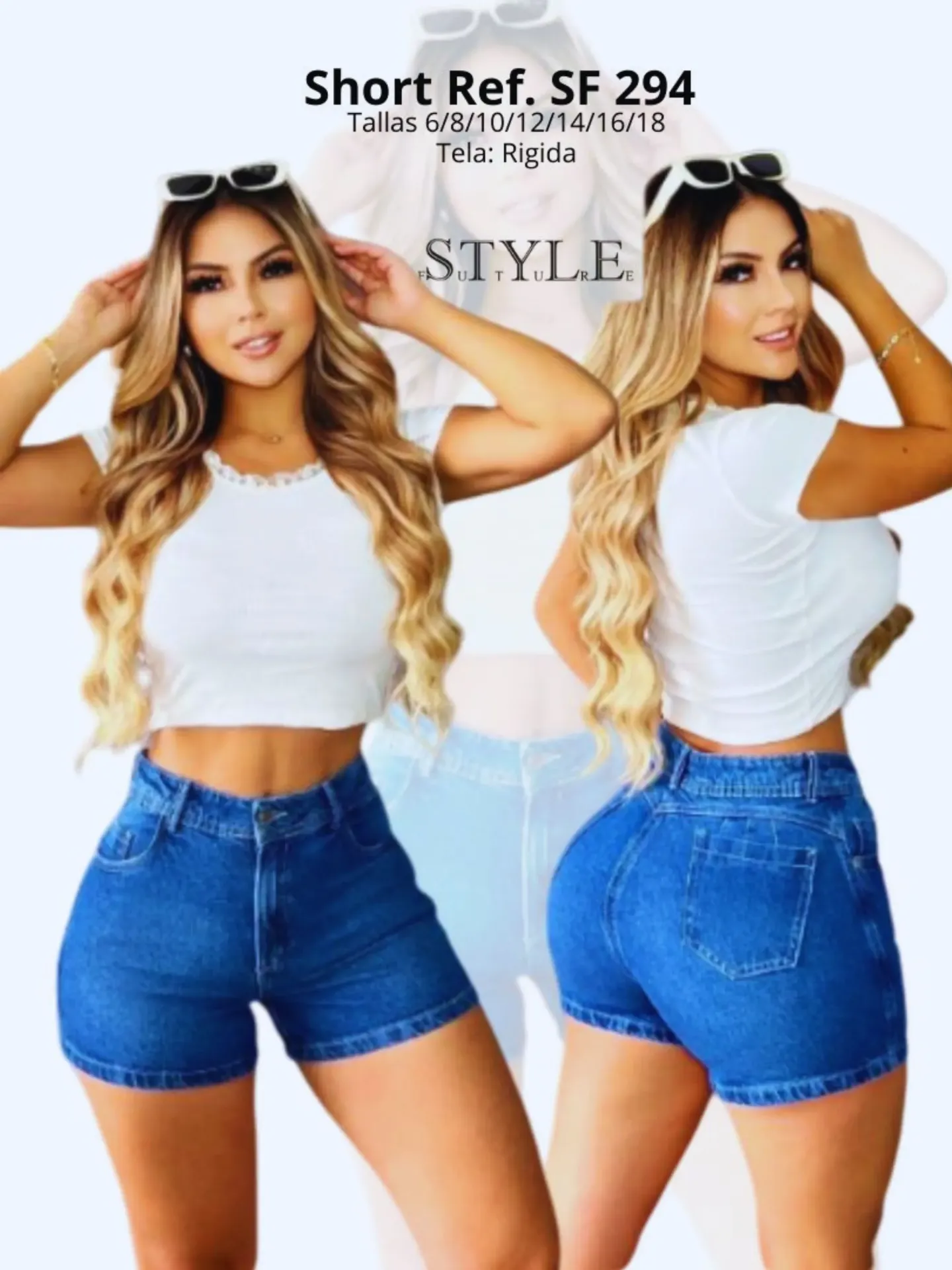 Short Mezclilla Tiro Alto Azul Rey para Mujer SF294