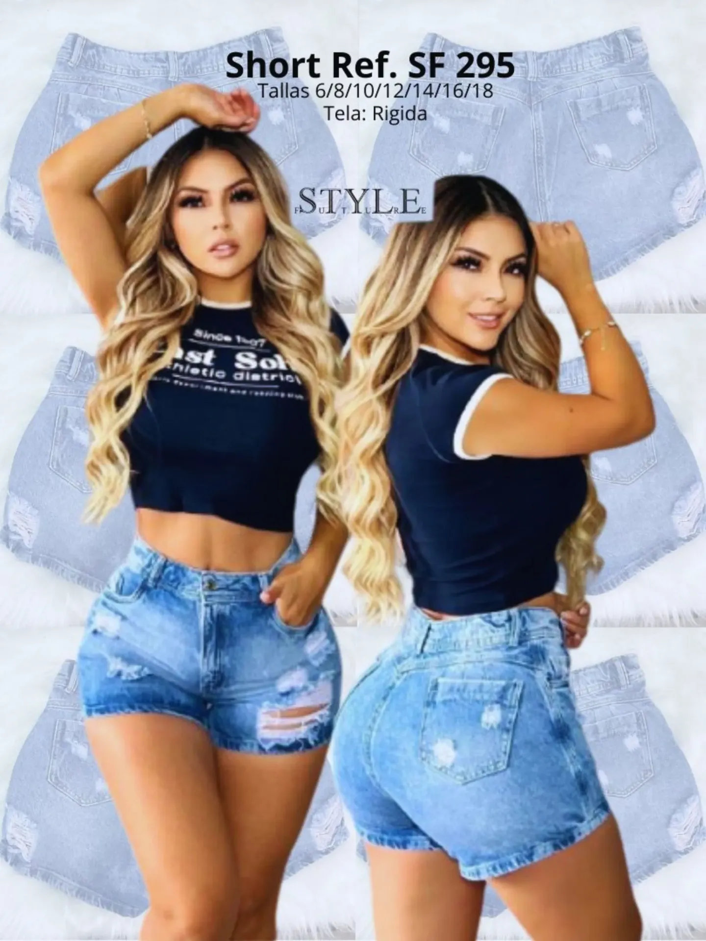Women's Light Wash Distressed Denim Shorts SF295
