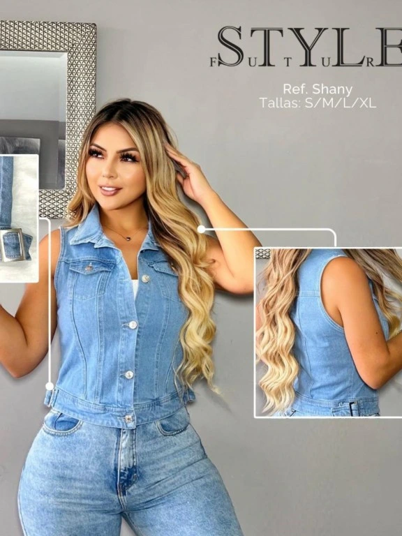 Women's Light Denim Button-Up Vest Shany