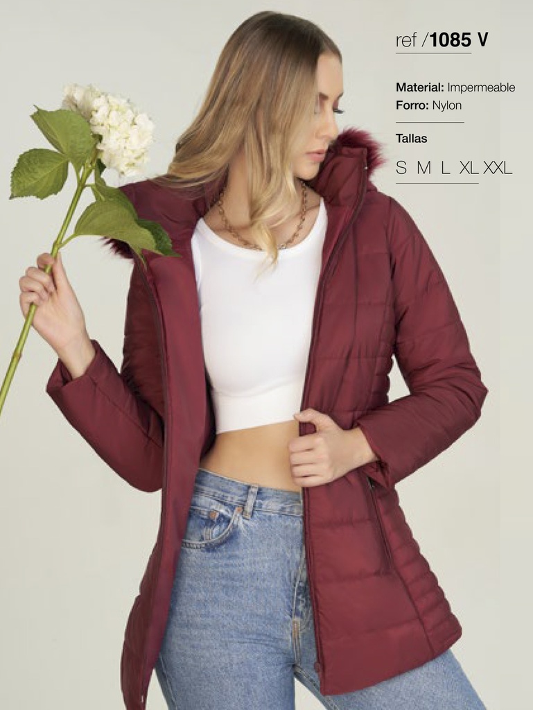 [3471085VS] Women's Burgundy Hooded Puffer Parka Jacket 1085V (S)