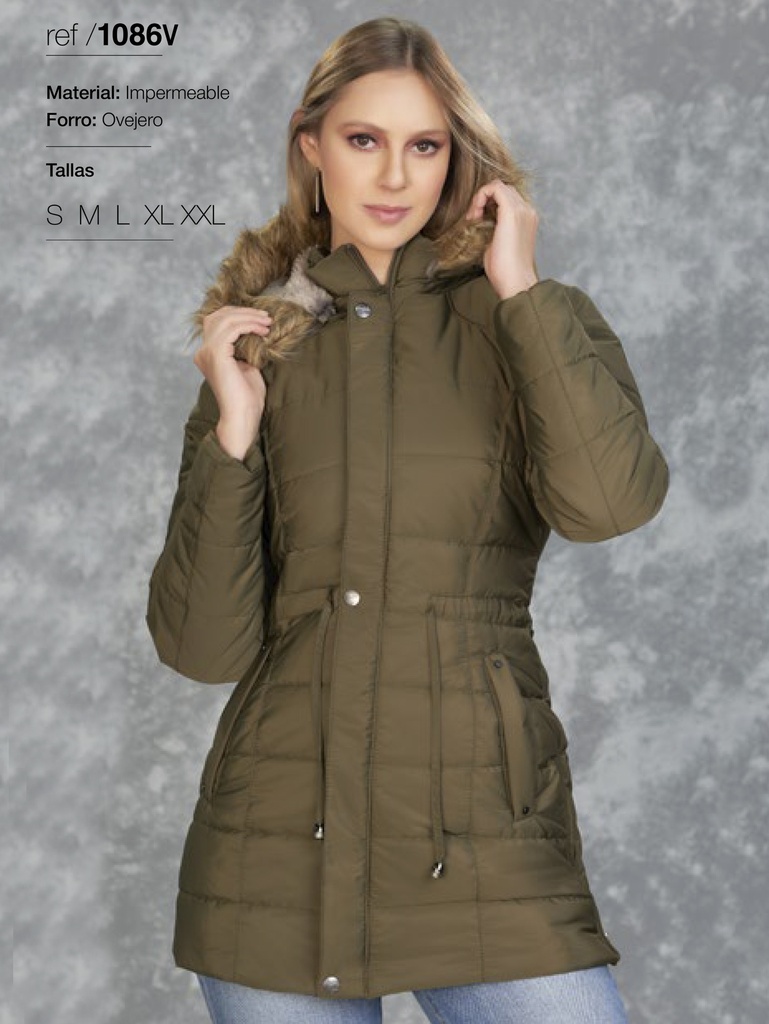 [3471086VS] Women's Olive Green Hooded Puffer Parka Jacket 1086V (S)