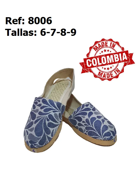 Cotizas Artesanales Floral Azul para Mujer 8006