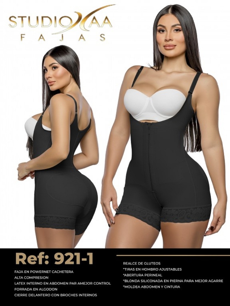 [370921S01] Women's Black Short Leg Body Shaper Shapewear Body Shaper 921-1 (S)
