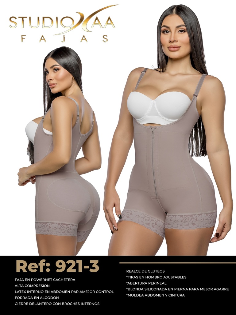 [370921S03] Women's Mocha Short Leg Body Shaper Shapewear Body Shaper 921-3 (S)