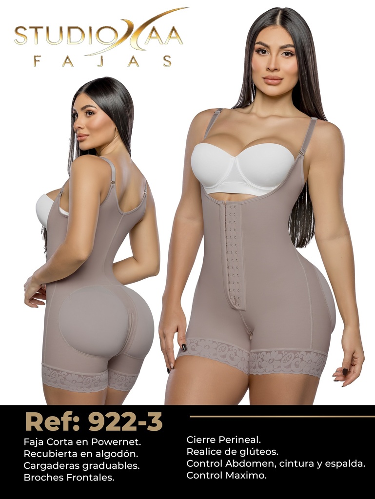 [370922S03] Women's Mocha Short Leg Body Shaper Shapewear Body Shaper 922-3 (S)