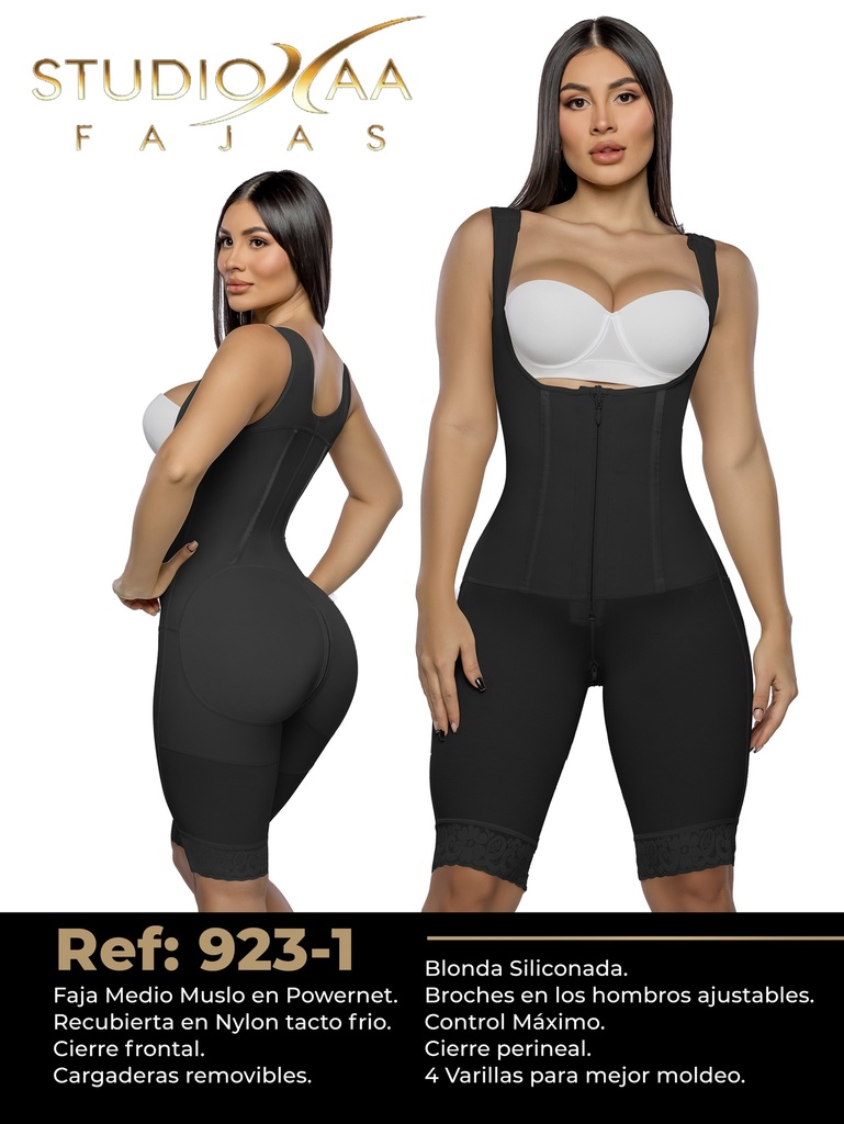 [370923S01] Women's Black Short Leg Body Shaper Shapewear Body Shaper 923-1 (S)