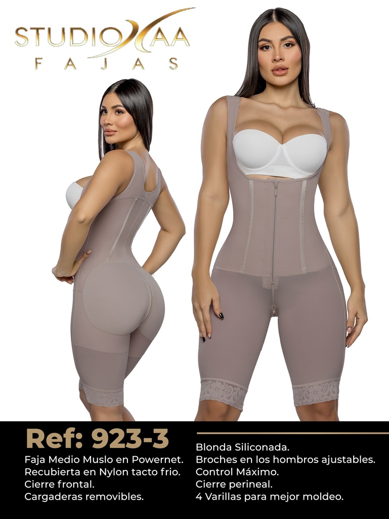 Faja Colombiana Studio AA 923 Medio Muslo en Powernet – Cocoa