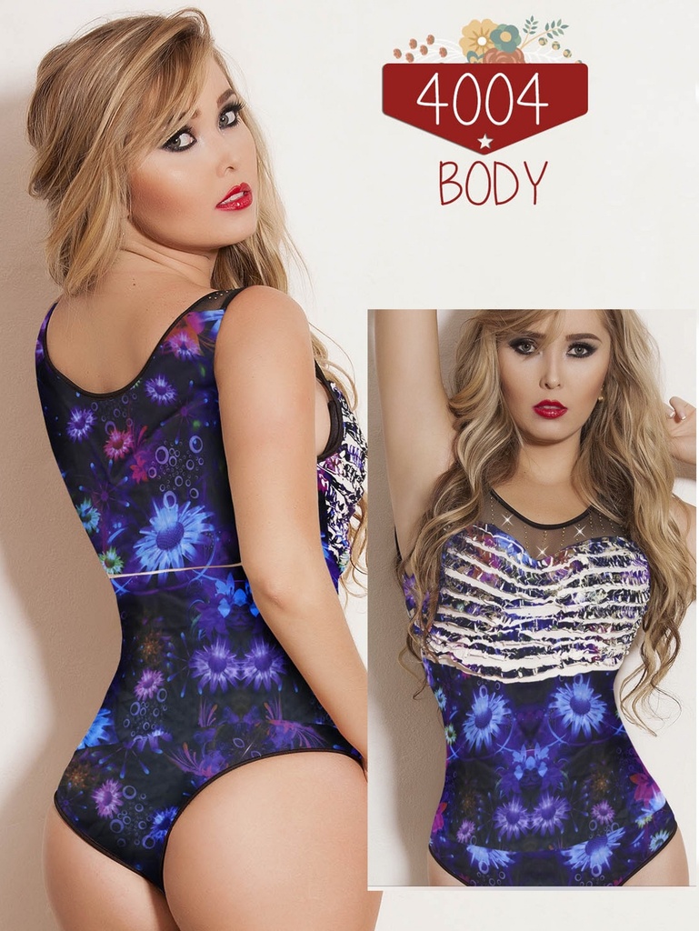[1114004S] Body Estampado Sin Mangas Floral Morado para Mujer 4004