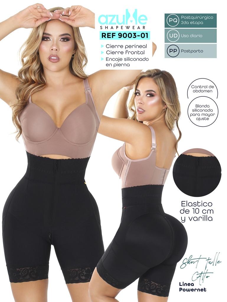 [3719003S01] SHORT TALLE ALTO ELASTICO DE 10 CM VARILLAS CIERRE PERINEAL  (S)