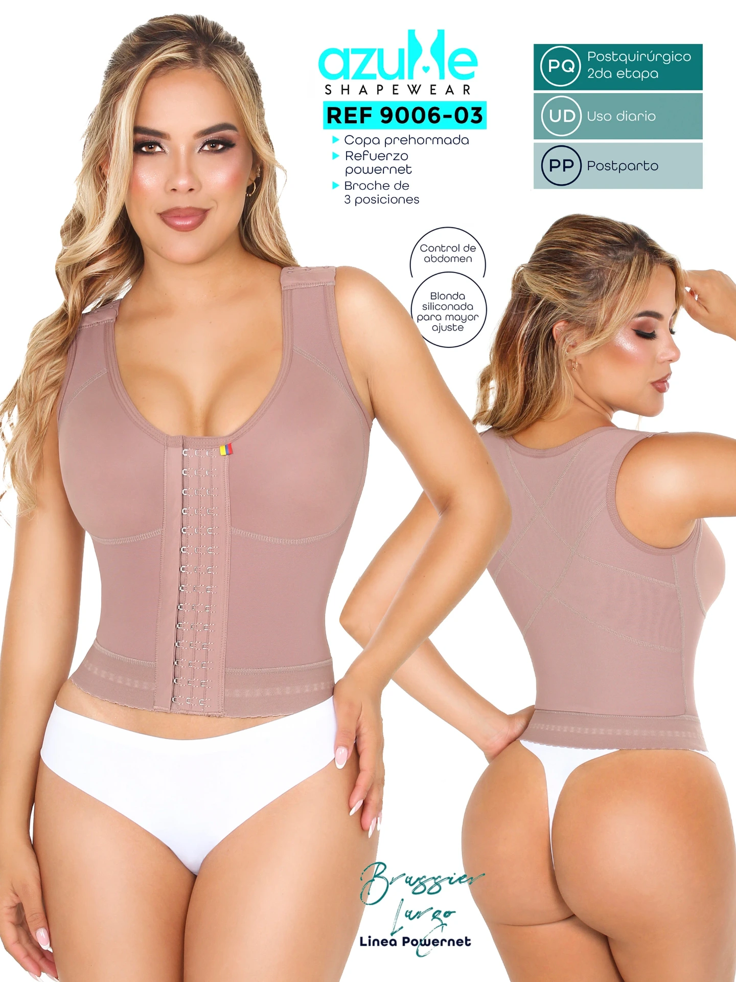 Faja Moldeadora Chaleco Moldeador con Broches Mocha para Mujer 9004-05