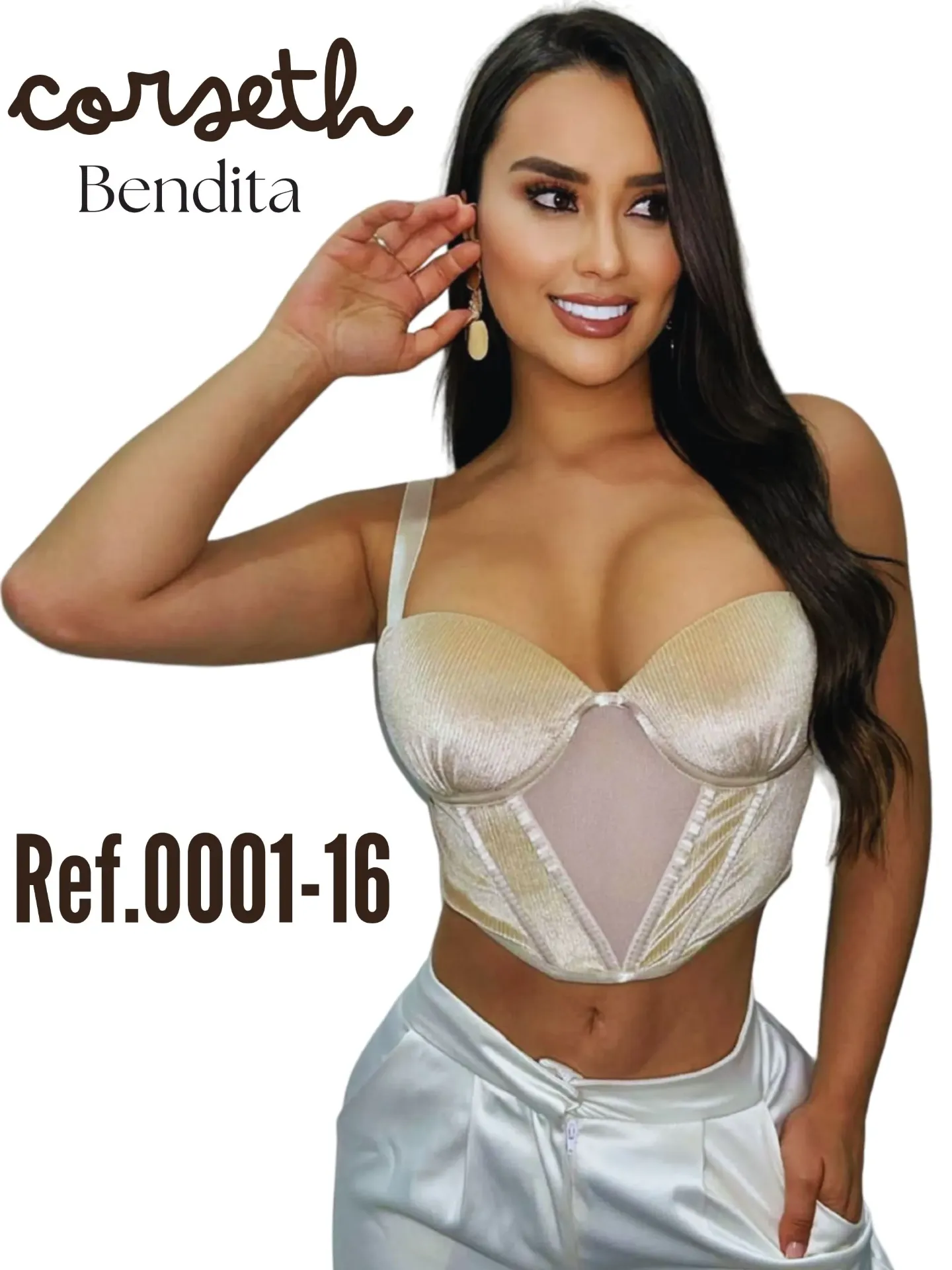 Crop Top Estilo Corsé Nude para Mujer 0001-16