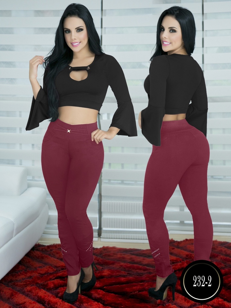 [107232201] Women's Burgundy High-Waisted Skinny Comfort Pants – Thaxx 228-2