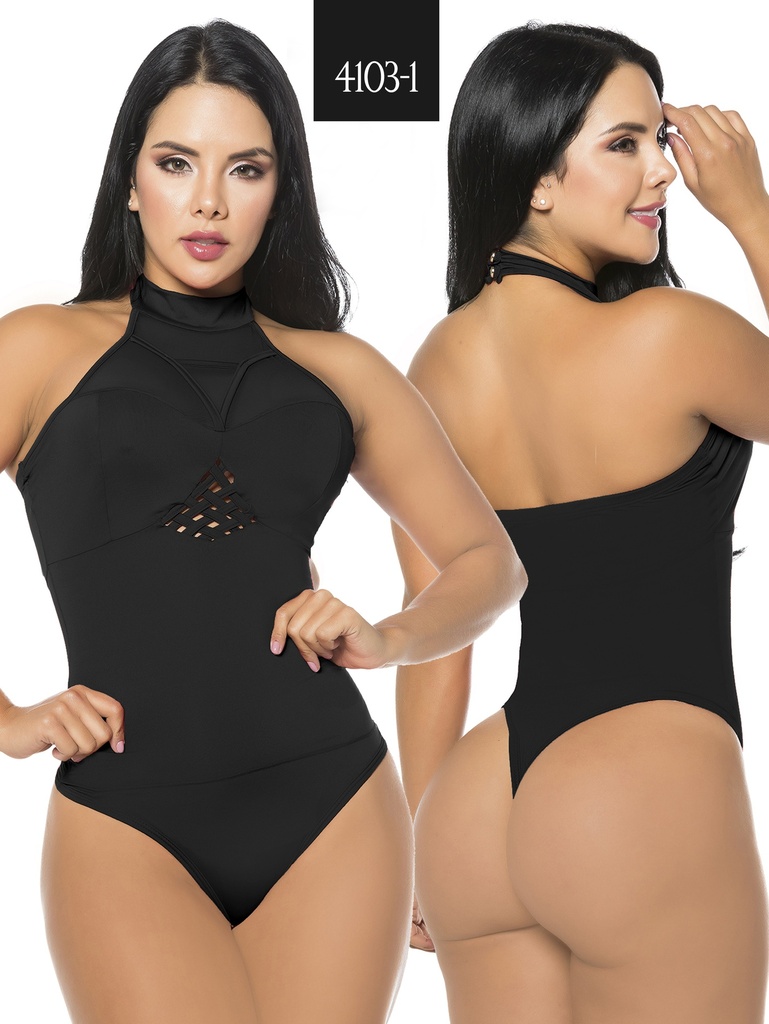 Women's Black Mock Neck Sleeveless Bodysuit 4103-1