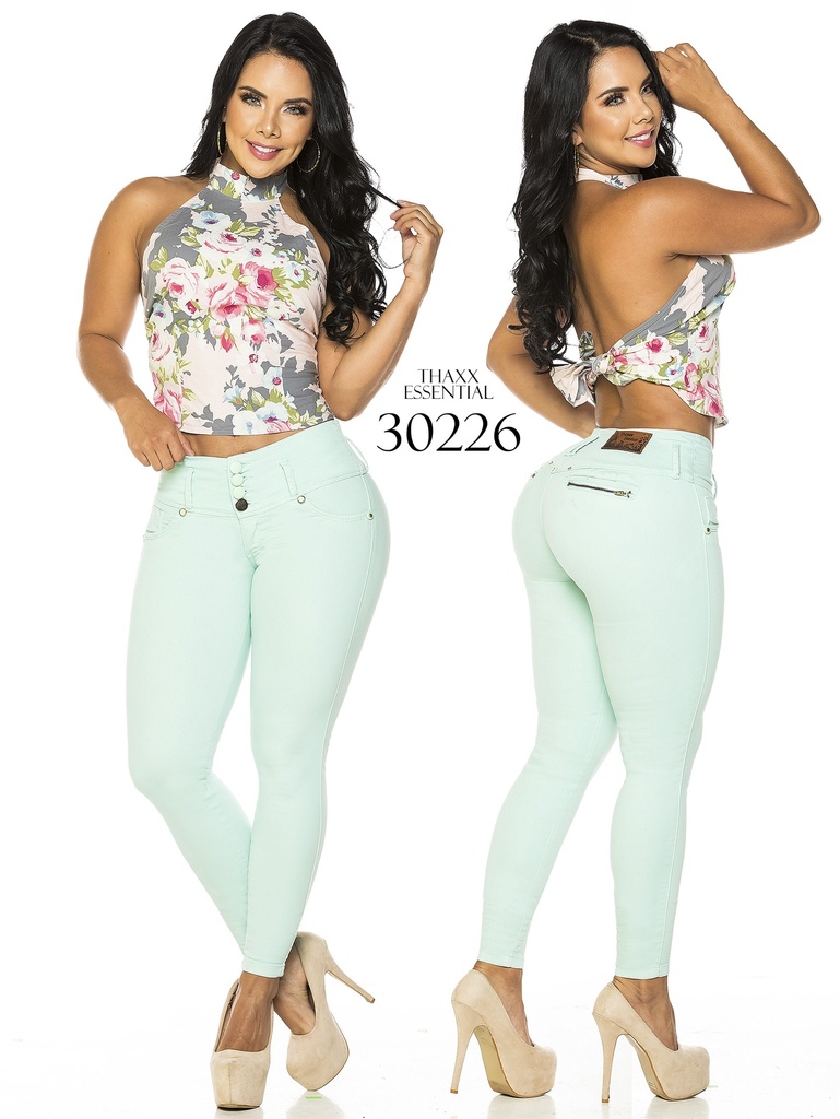 Jeans Levantacola Skinny Verde Menta
