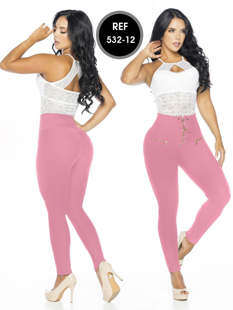 Leggings Tiro Alto Levantacola Rosa para Mujer 532-12