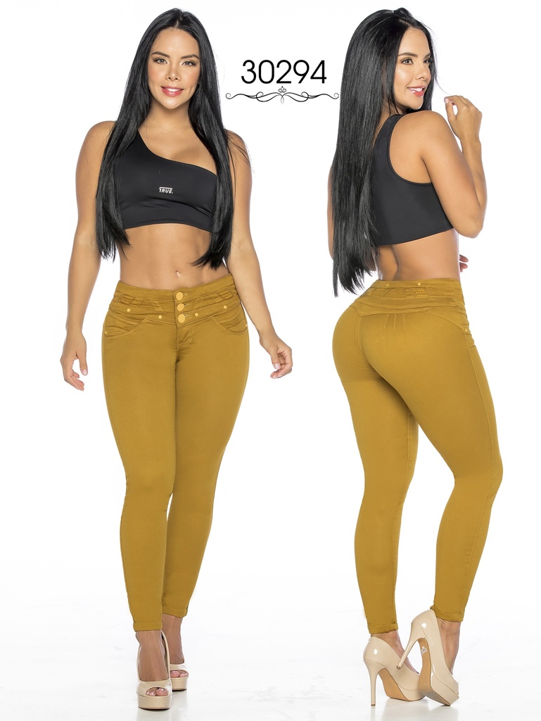 [25330294TE01] Women's Mustard Skinny Butt Lift Jeans 30294