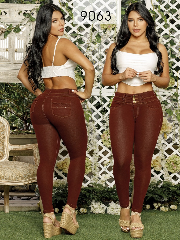 Women's Brick Red High-Rise Butt-Lifting Skinny Jeans