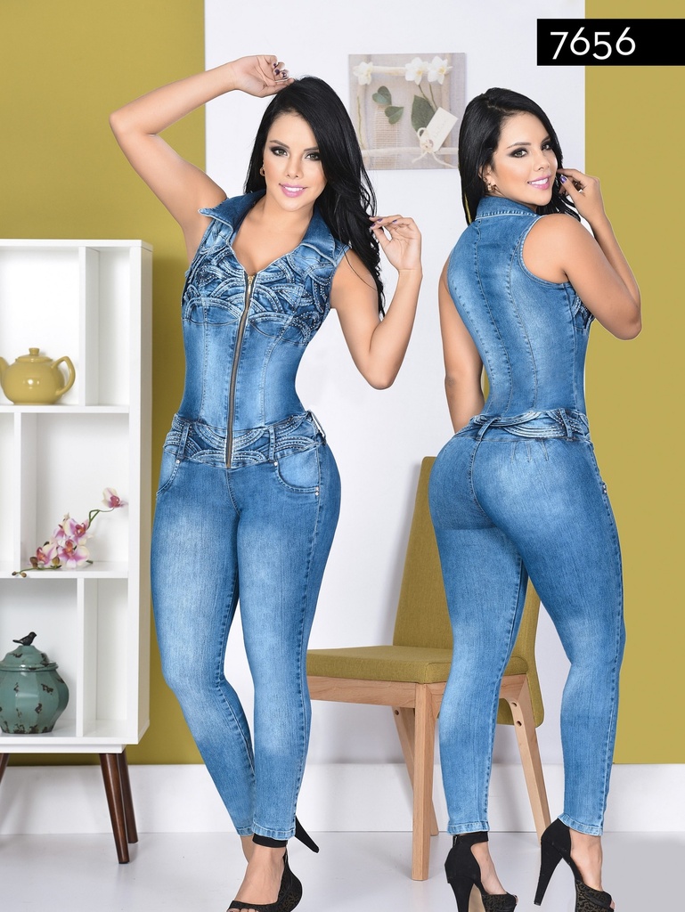 Enterizo Sin Mangas con Cordones Mezclilla Media para Mujer 7656