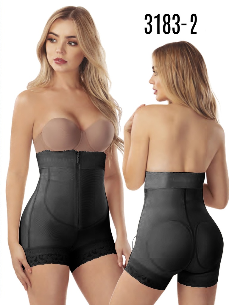Women's Black High-Waisted Short Post-Surgical Faja with Zipper – Thaxx Style 3183