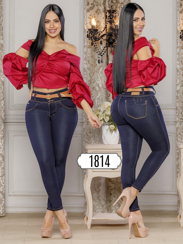 Women's Dark Wash Skinny Butt Lift Jeans 1814