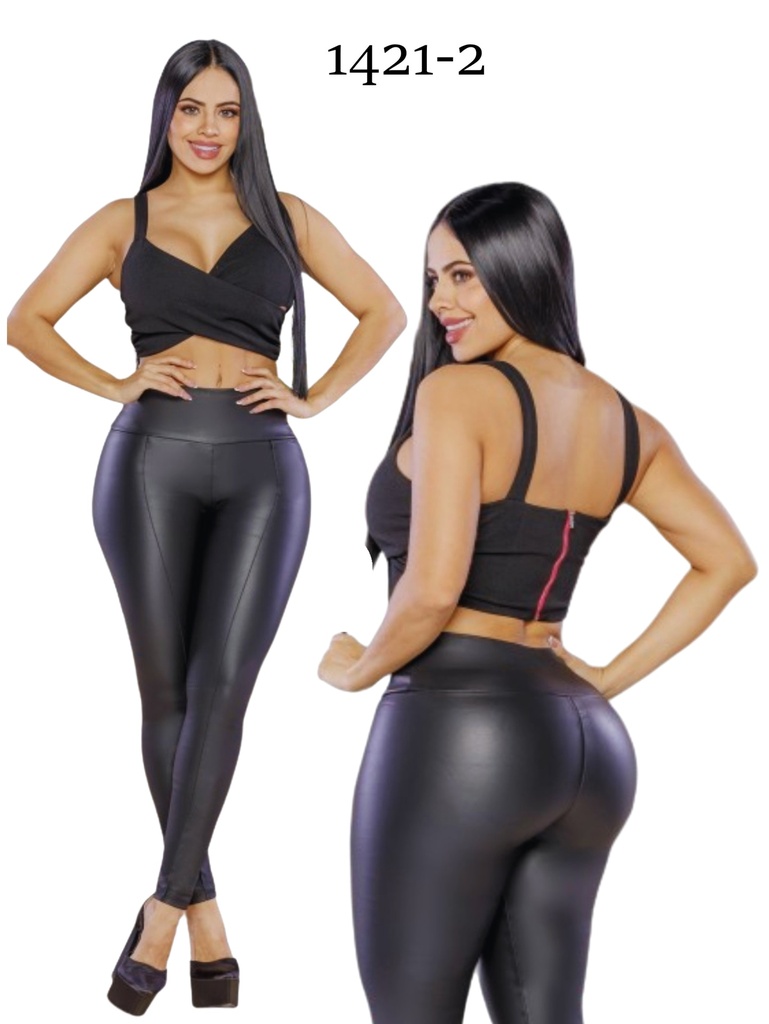 Leggings Efecto Cuero Levantacola Negro para Mujer 1421-2