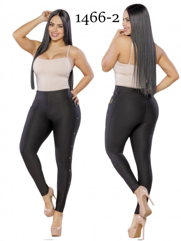 Leggings Tiro Alto Levantacola Negro para Mujer 1466-2