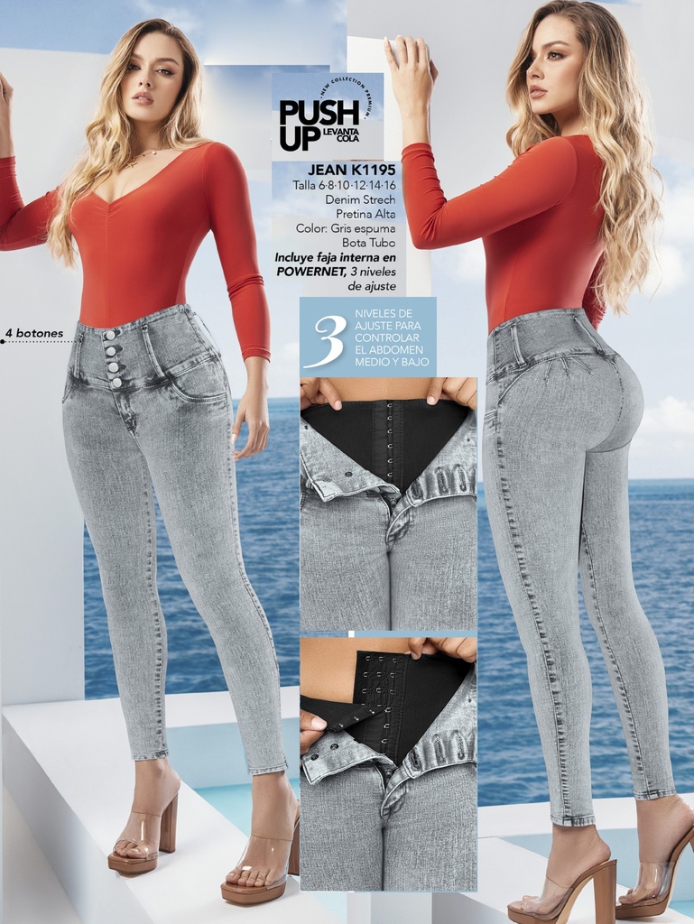 [2711195K03] Jeans Levantacola Colombiano Con Faja 