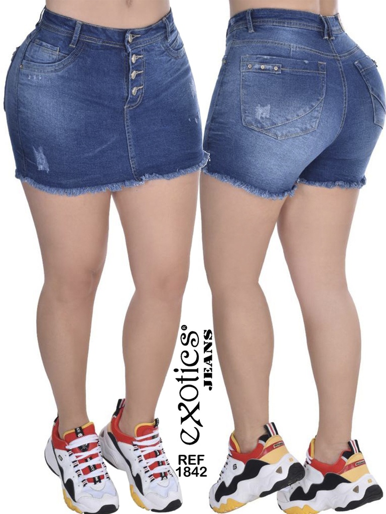 Women's Medium Denim Frayed Hem Butt Lift Mini Skirt 1842