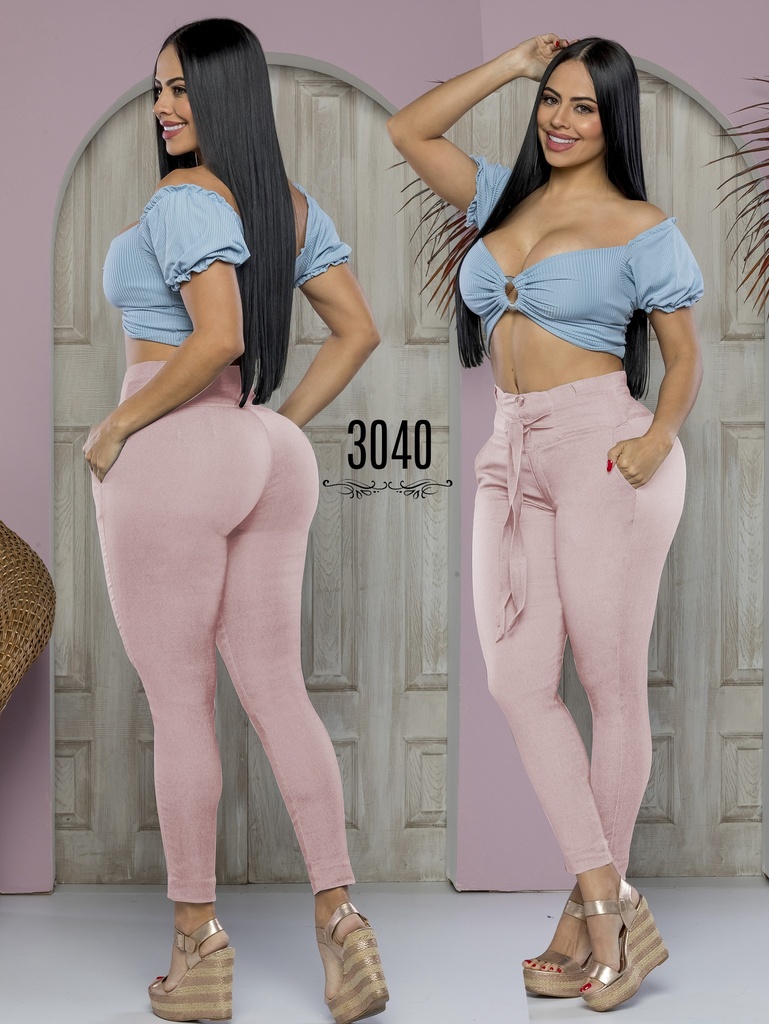 Pantalón Con Lazo en la Cintura Rosa para Mujer 3040