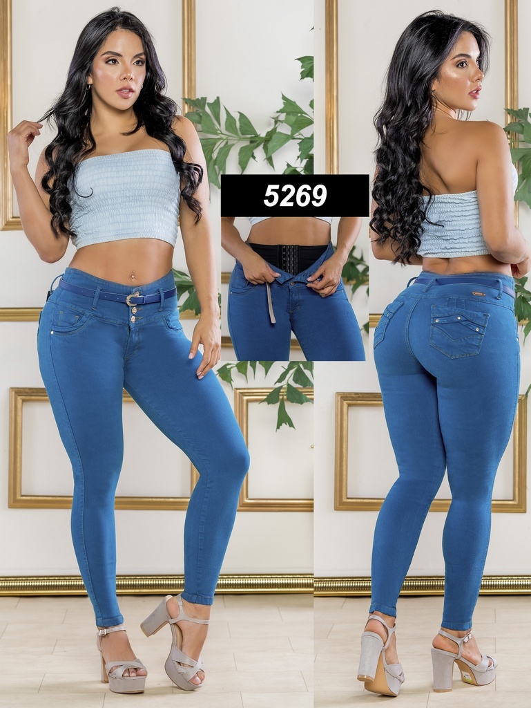 [2675269S05] Jeans Levantacola Colombiano Con Faja 