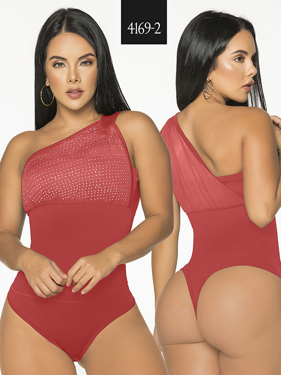 Women's Red One Shoulder Bodysuit 4669-2
