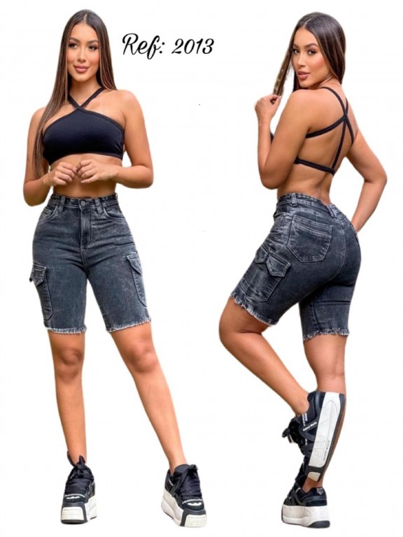 Short Bermuda Azul Jean Lavado Gris para Mujer 2013