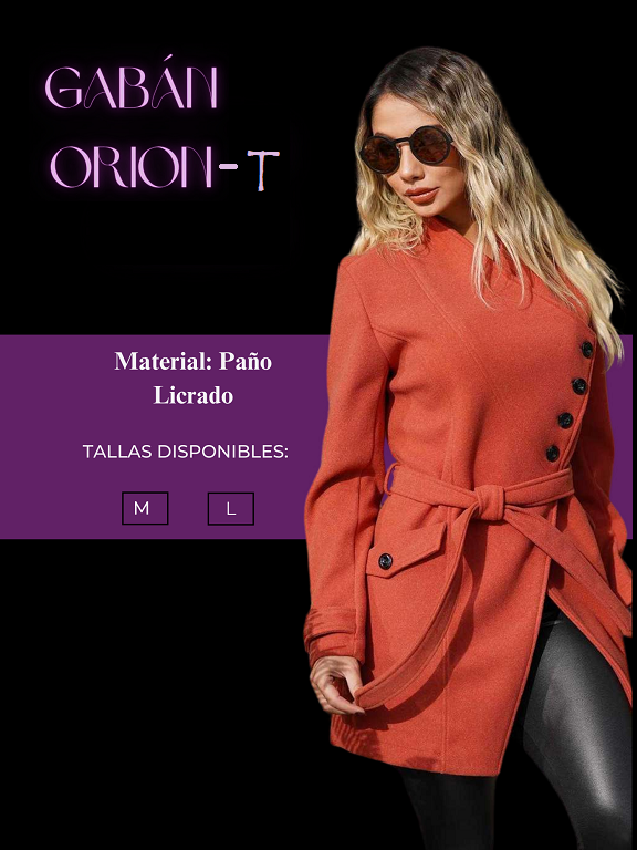 [384ORIONTL] Women's Coral Red Belted Wool-Blend Coat Orion-T