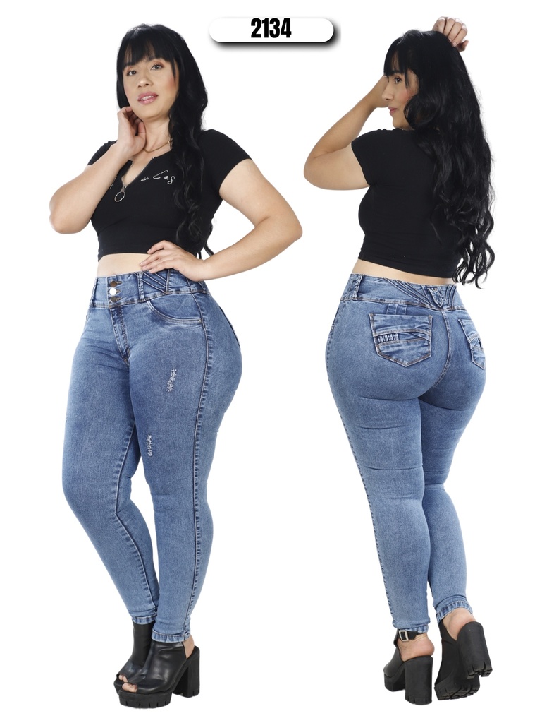 Women's Medium Wash Skinny Butt Lift Jeans 2134