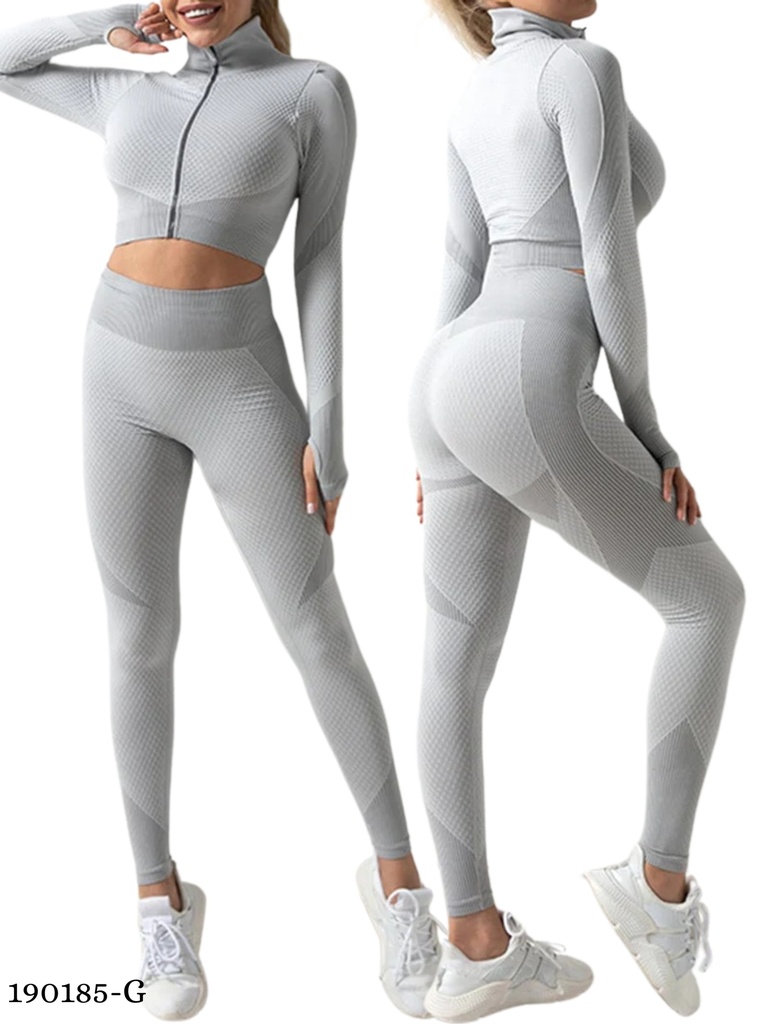 [386190185GL] Conjunto Deportivo Chaqueta y Leggings Gris para Mujer 190185-G