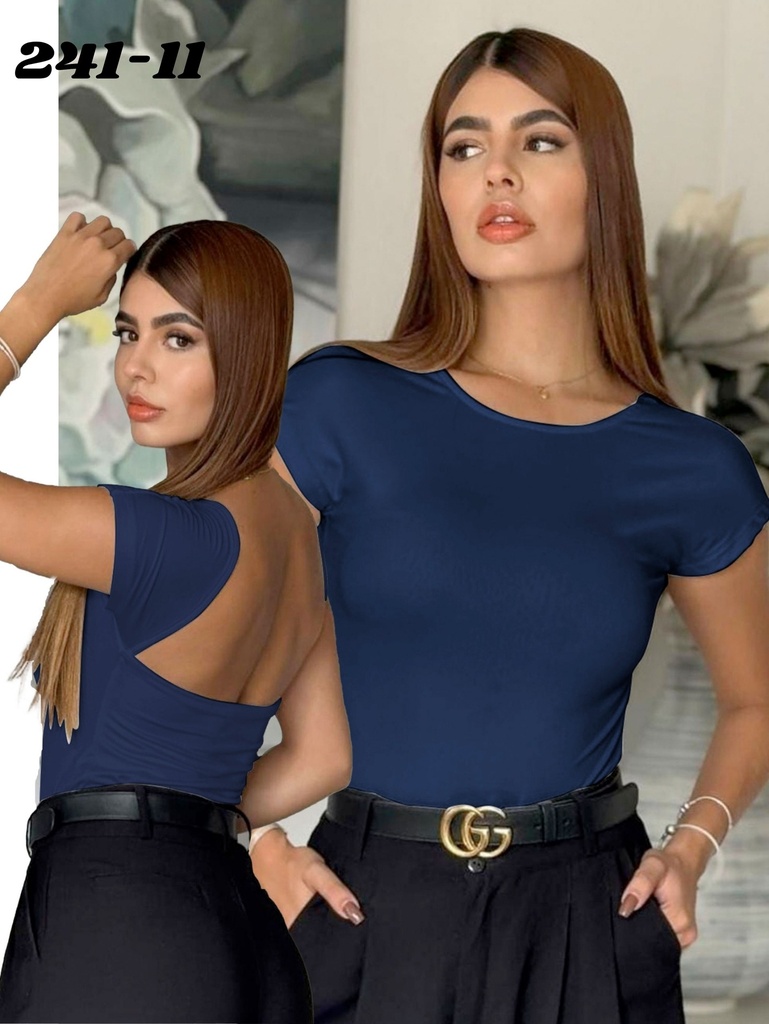 Body Colombiano Espalda Descubierta – Manga Corta, Azul Marino